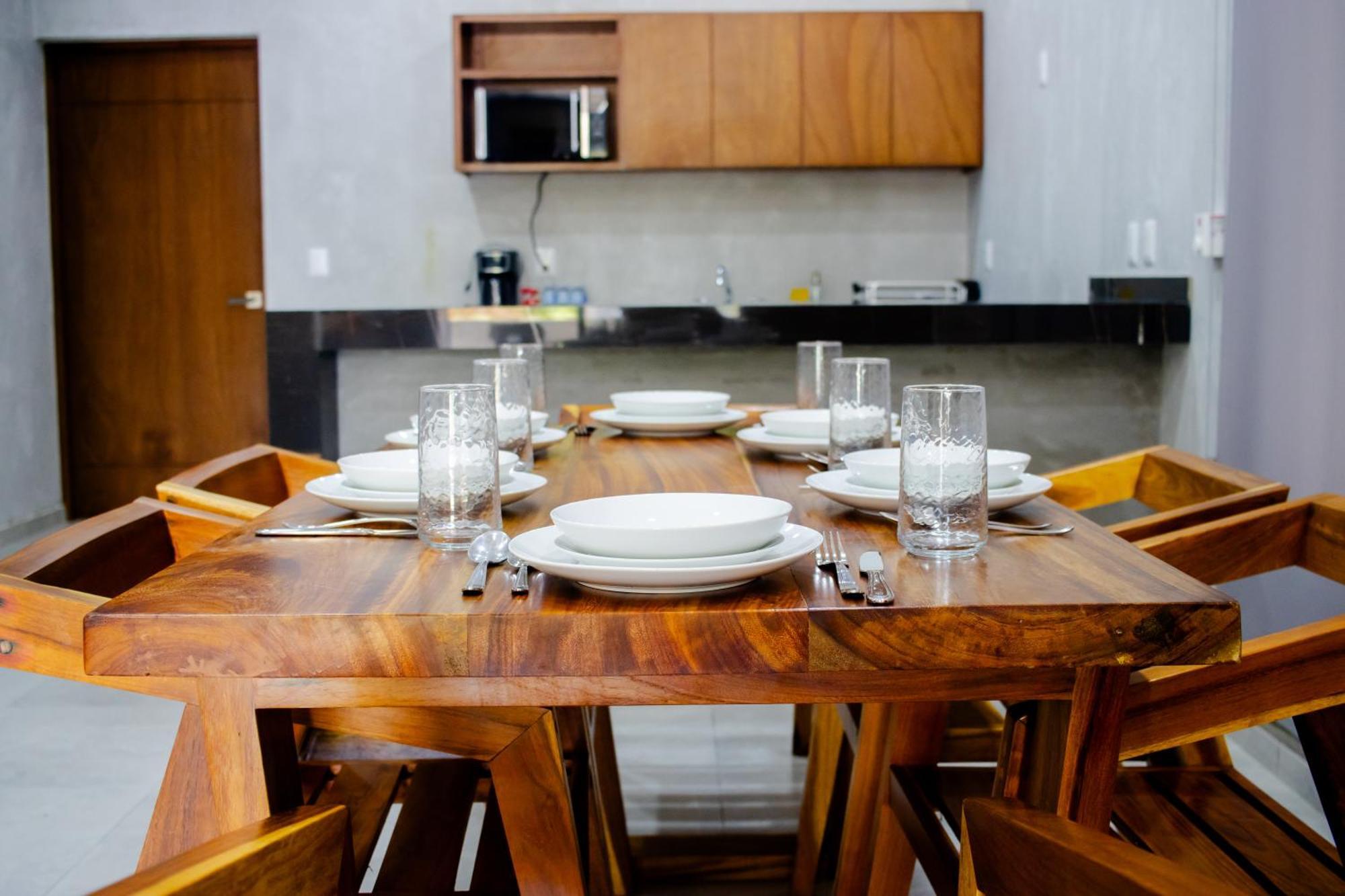 Hotel Casa Tortuga Tulum - Cenotes Park Inclusive Экстерьер фото A dining room table with place settings